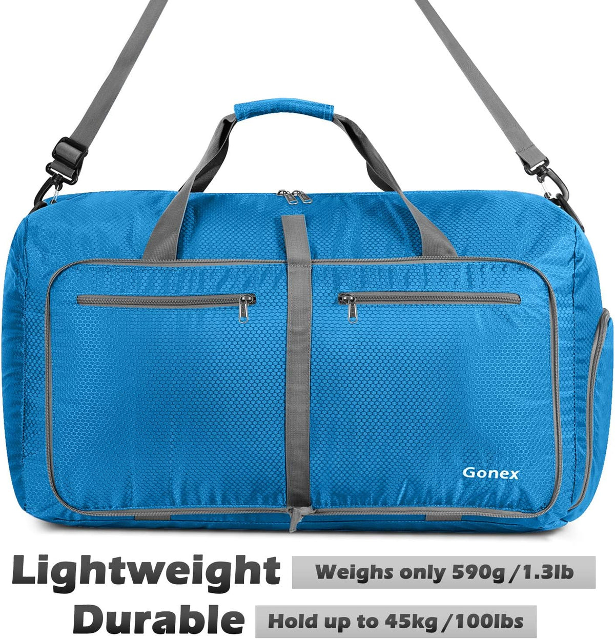 Large Foldable Travel Duffle Bag with Shoes Compartment, Packable Lightweight Water Repellent Duffel Bag for Camping Gym Weekender Bag