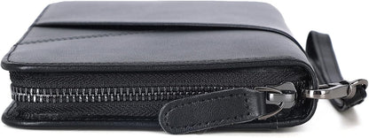 Polare Full Grain Leather Passport Holder With YKK Zipper RFID Blocking Travel Document Organizer Ticket Holder Cover Case Holds 2 Passports (Dark Brown)