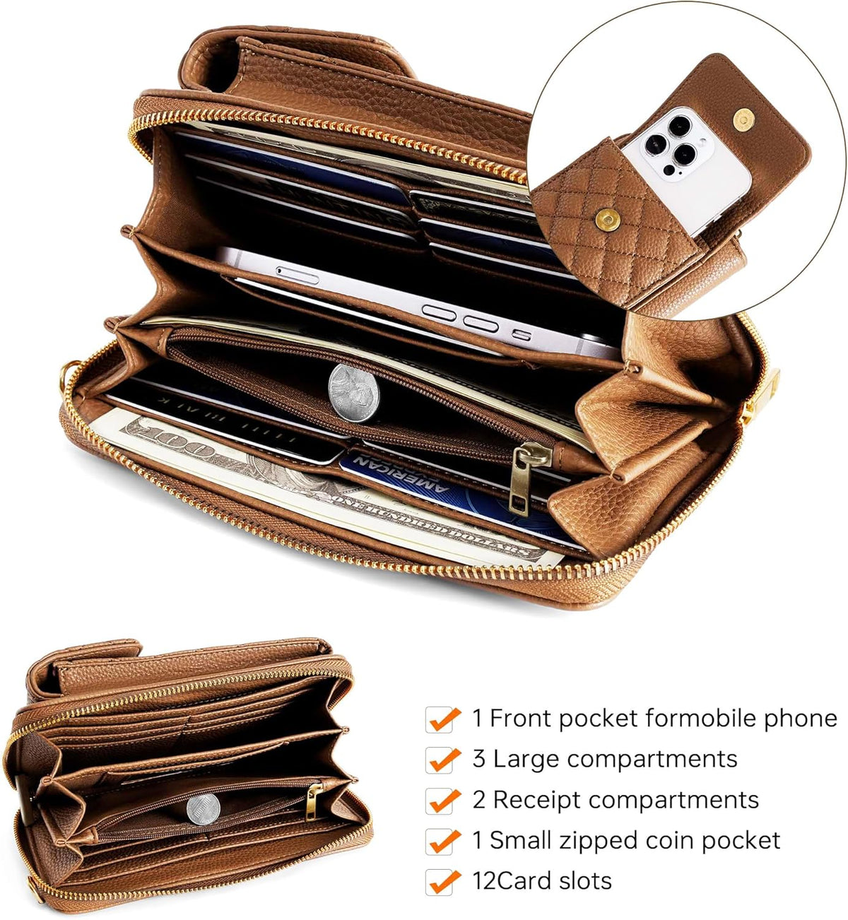 Small Crossbody Cell Phone Purse for Women - RFID Blocking Cellphone Wallet with Credit Card Slots