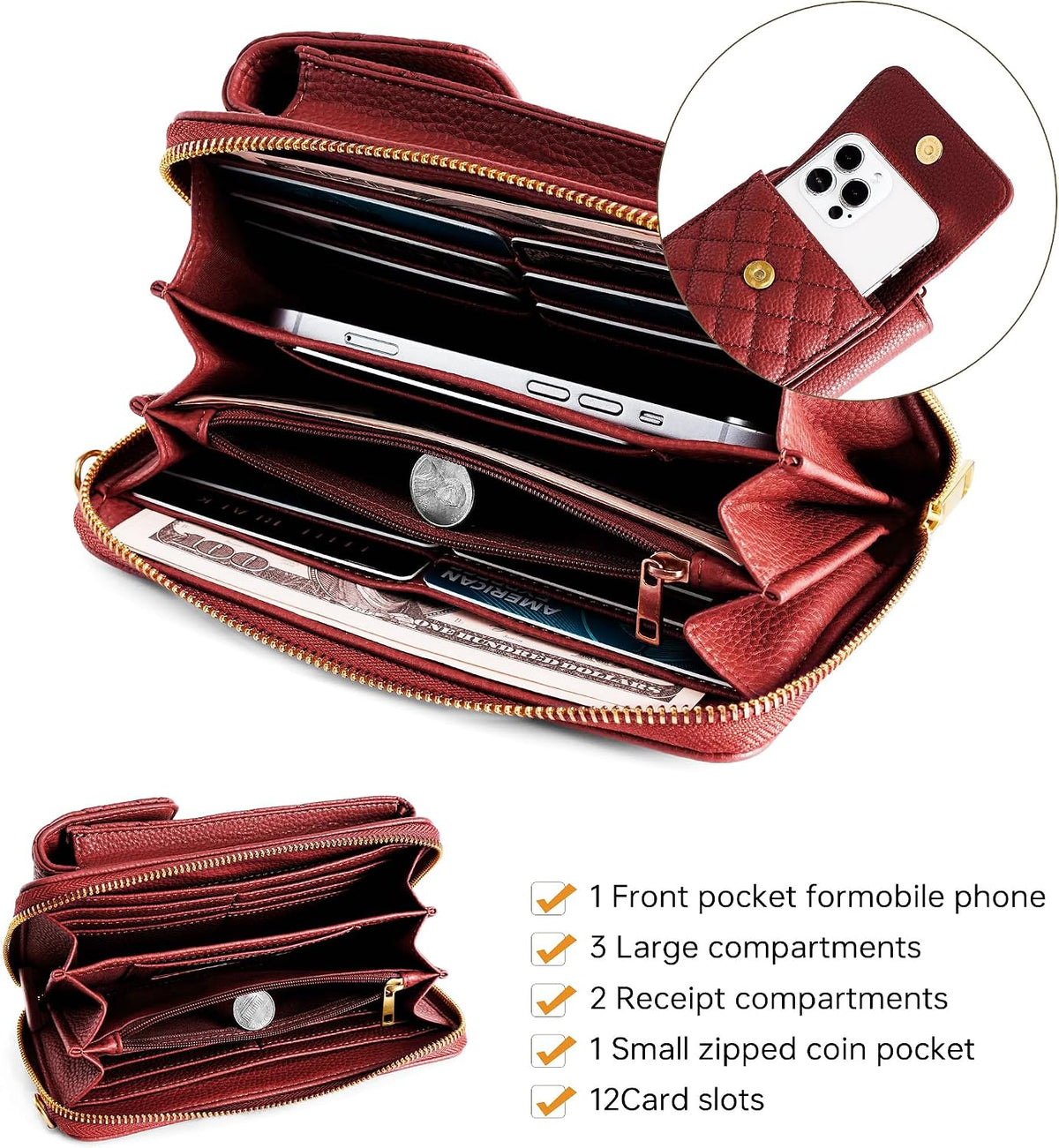 Small Crossbody Cell Phone Purse for Women - RFID Blocking Cellphone Wallet with Credit Card Slots