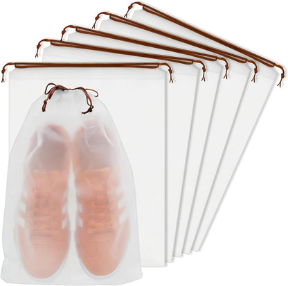 Shoe Bags for Travel,Large Waterproof Portable Drawstring Clear Shoe Bags,Travel Essentials for Men and Women,15.7 x 11.8 inches, 5 PACK (Translucent, 5pack)