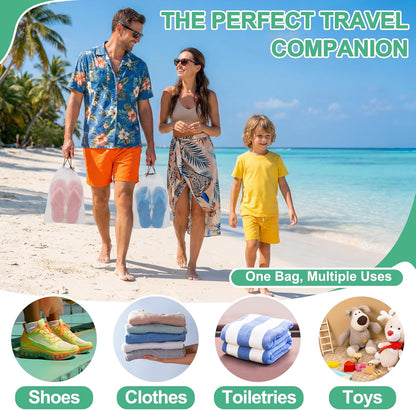 Shoe Bags for Travel,Large Waterproof Portable Drawstring Clear Shoe Bags,Travel Essentials for Men and Women,15.7 x 11.8 inches, 5 PACK (Translucent, 5pack)