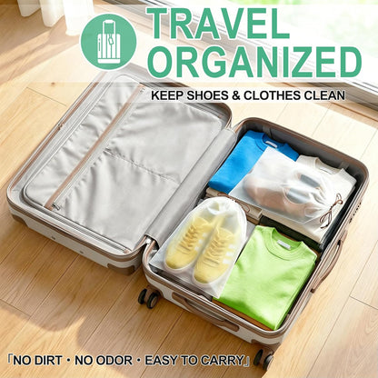 Shoe Bags for Travel,Large Waterproof Portable Drawstring Clear Shoe Bags,Travel Essentials for Men and Women,15.7 x 11.8 inches, 5 PACK (Translucent, 5pack)