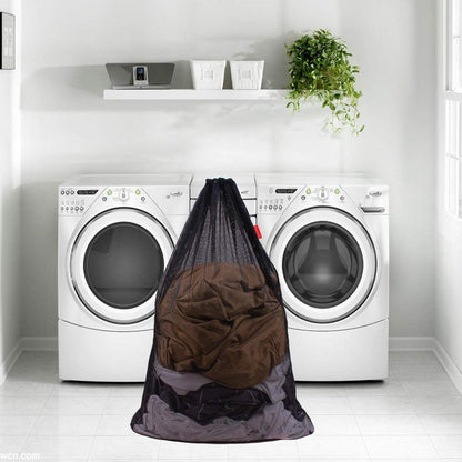 2 Pack Mesh Laundry Bags, 24 x 36 Inches Heavy Duty Drawstring Bag, Factories, College, Dorm, Travel and Apartment Dwellers, Black