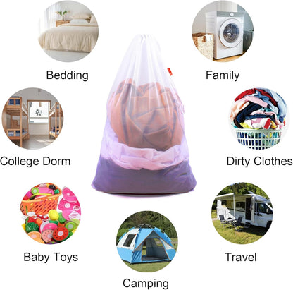 2 Pack Mesh Laundry Bags, 24 x 36 Inches Heavy Duty Drawstring Bag, Factories, College, Dorm, Travel and Apartment Dwellers, Black