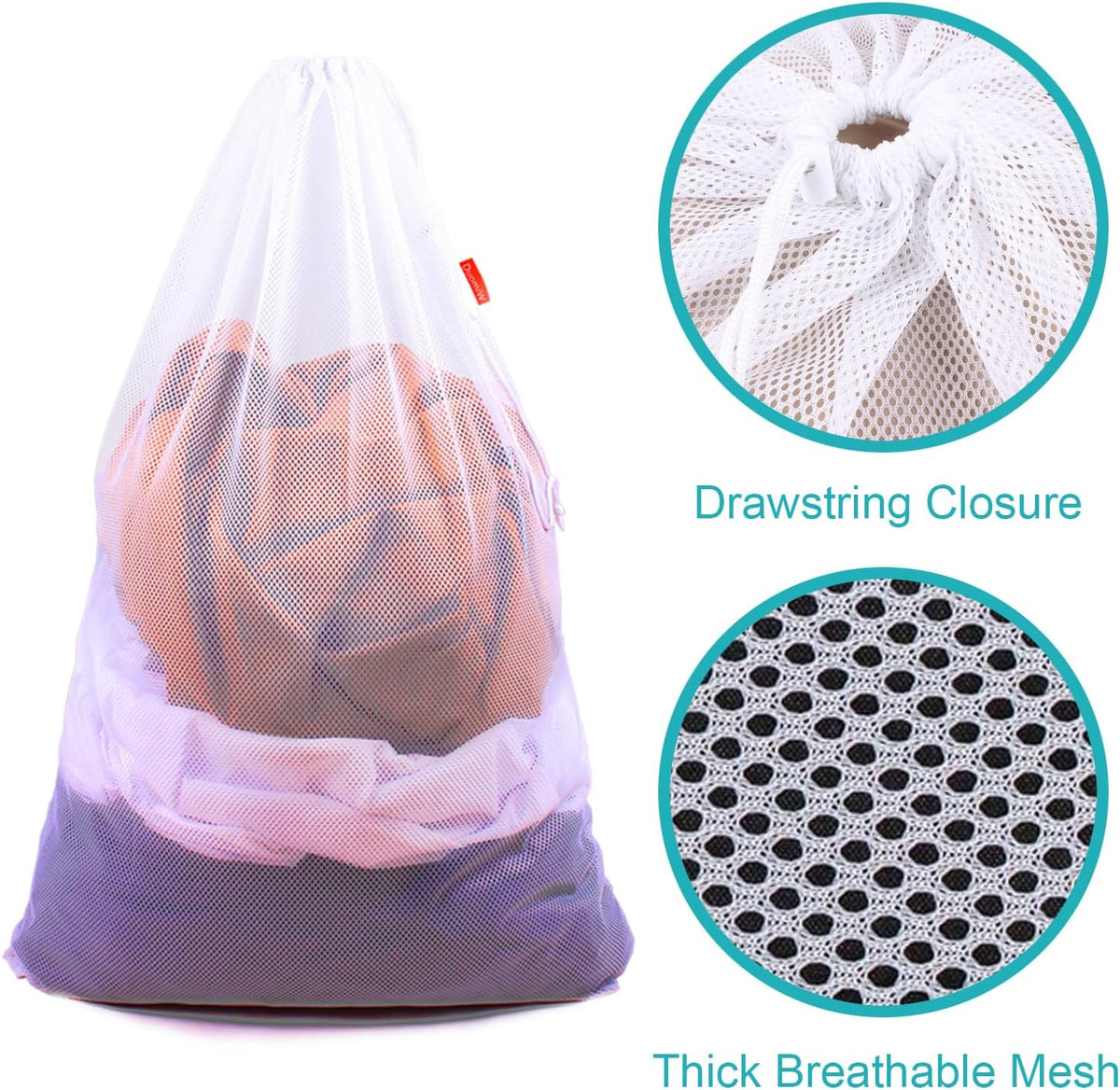 2 Pack Mesh Laundry Bags, 24 x 36 Inches Heavy Duty Drawstring Bag, Factories, College, Dorm, Travel and Apartment Dwellers, Black