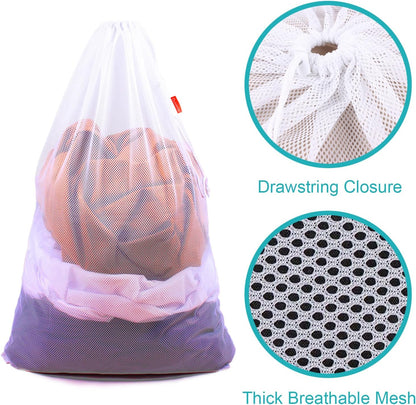 2 Pack Mesh Laundry Bags, 24 x 36 Inches Heavy Duty Drawstring Bag, Factories, College, Dorm, Travel and Apartment Dwellers, Black