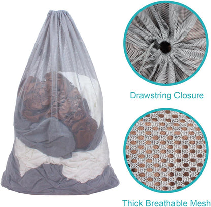 2 Pack Mesh Laundry Bags, 24 x 36 Inches Heavy Duty Drawstring Bag, Factories, College, Dorm, Travel and Apartment Dwellers, Black