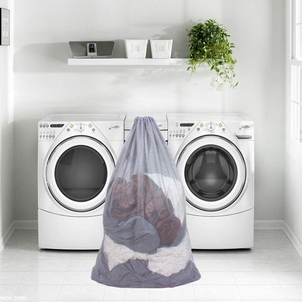 2 Pack Mesh Laundry Bags, 24 x 36 Inches Heavy Duty Drawstring Bag, Factories, College, Dorm, Travel and Apartment Dwellers, Black