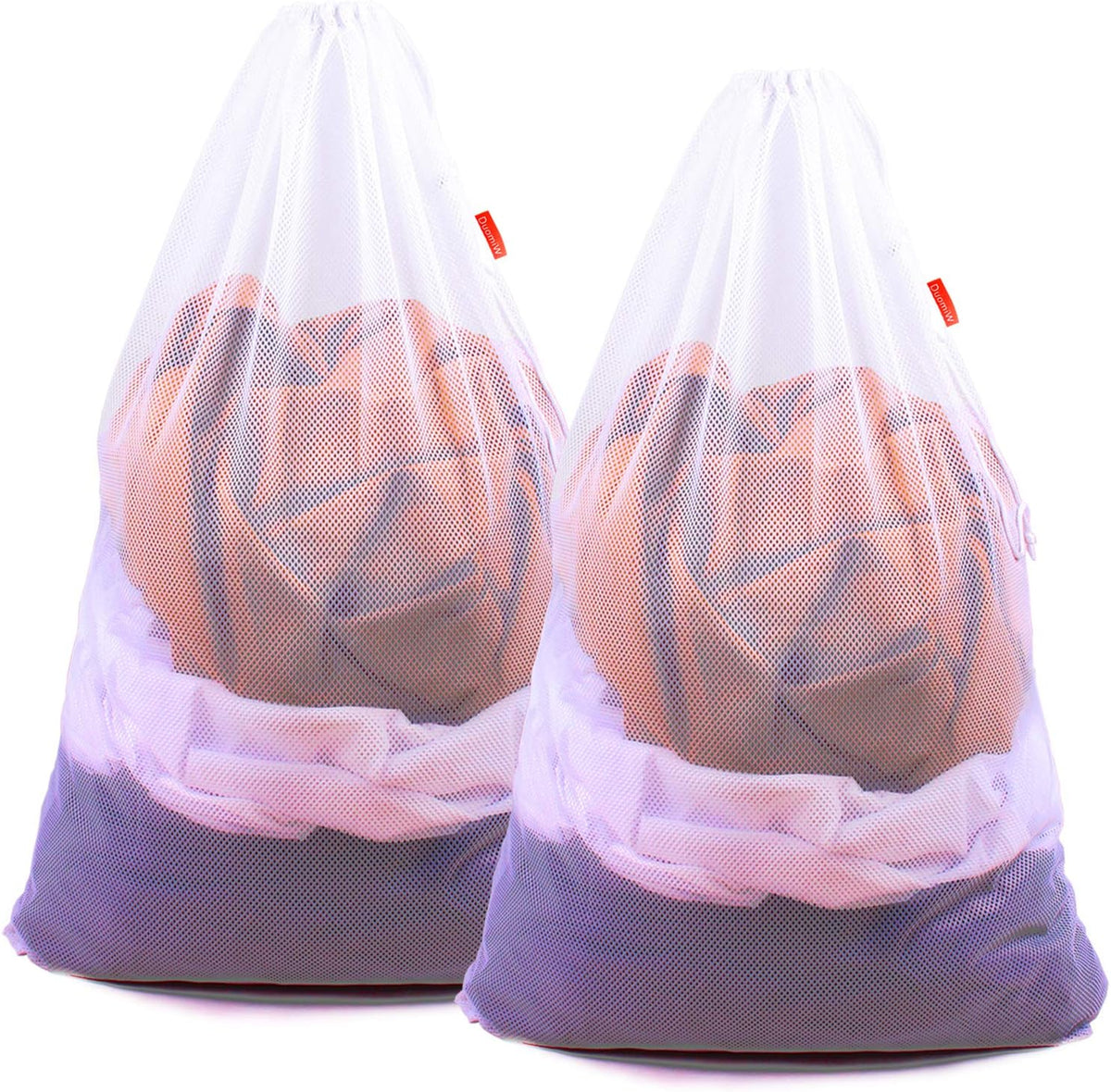 2 Pack Mesh Laundry Bags, 24 x 36 Inches Heavy Duty Drawstring Bag, Factories, College, Dorm, Travel and Apartment Dwellers, Black