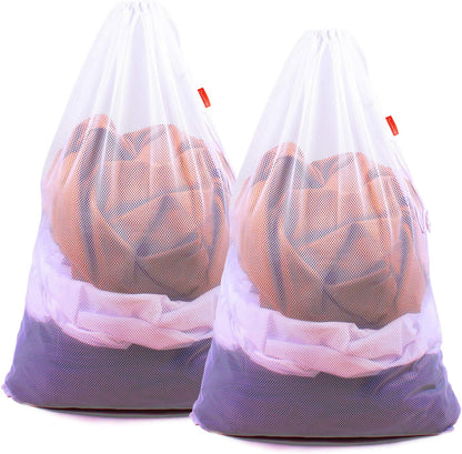 2 Pack Mesh Laundry Bags, 24 x 36 Inches Heavy Duty Drawstring Bag, Factories, College, Dorm, Travel and Apartment Dwellers, Black