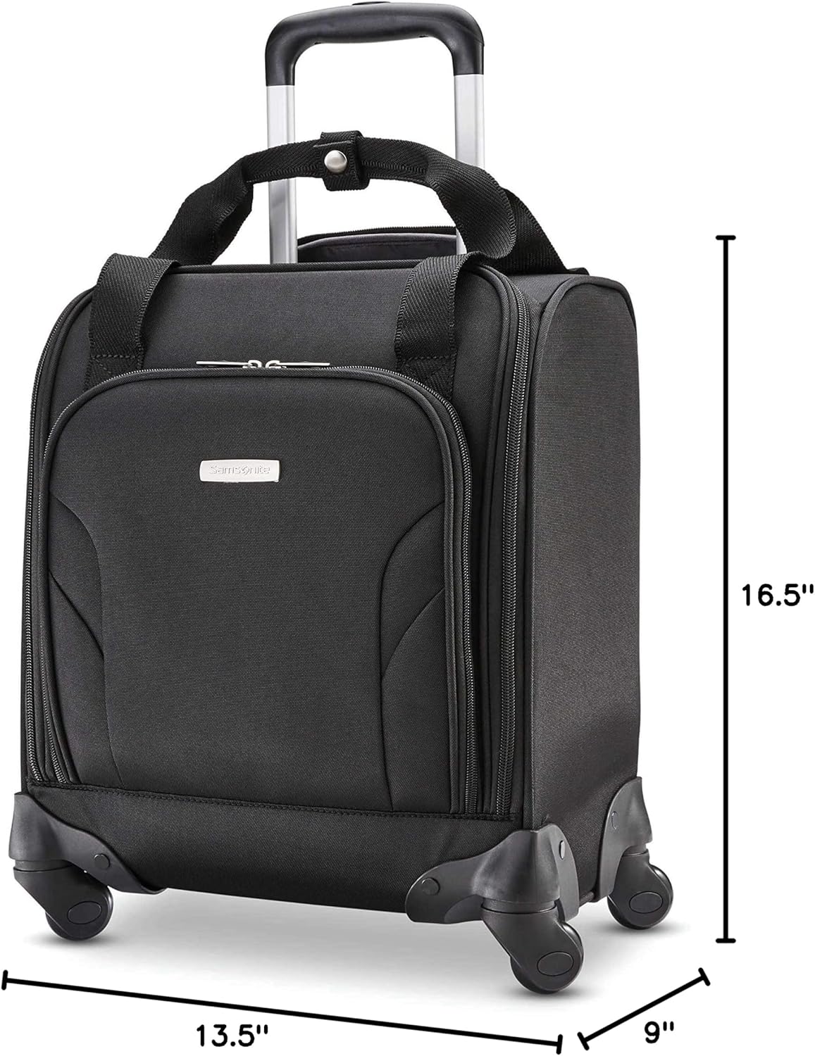 Underseat Carry-On Spinner With USB Port, Jet Black, One Size