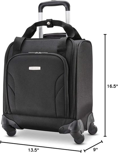 Underseat Carry-On Spinner With USB Port, Jet Black, One Size