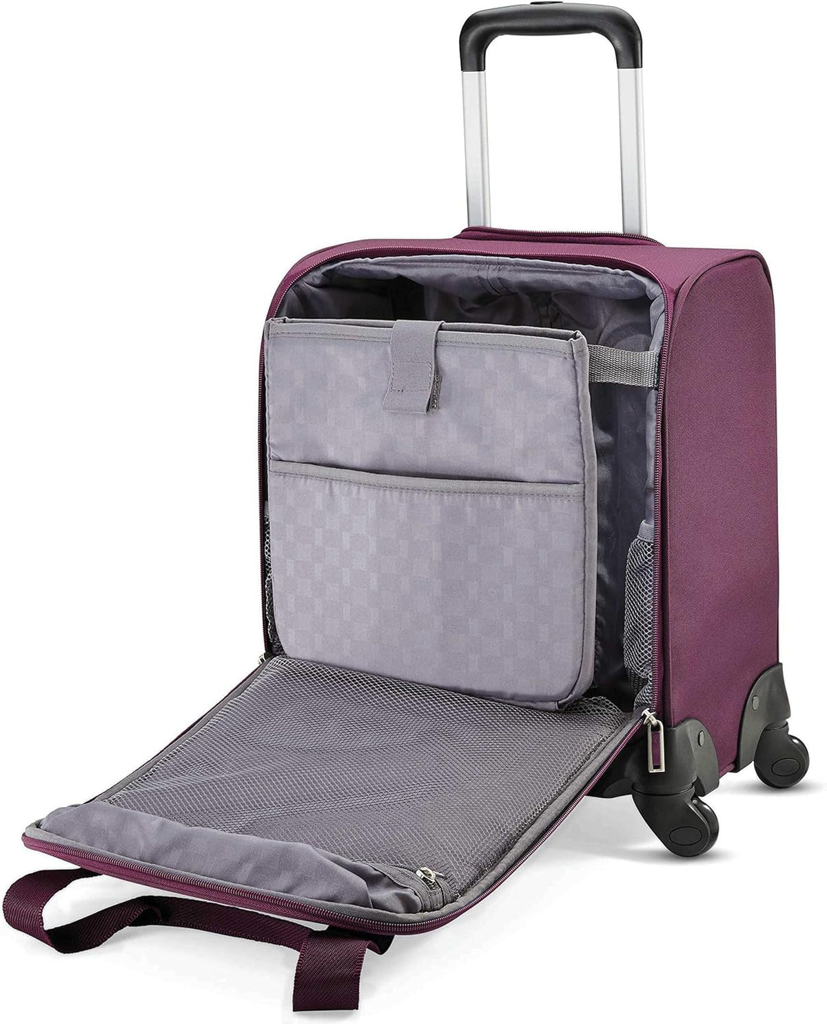 Underseat Carry-On Spinner With USB Port, Jet Black, One Size