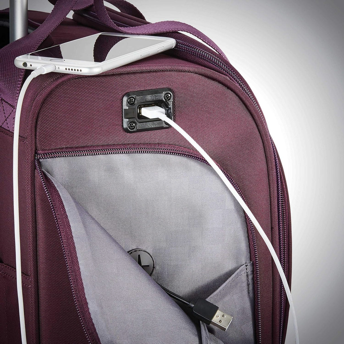 Underseat Carry-On Spinner With USB Port, Jet Black, One Size