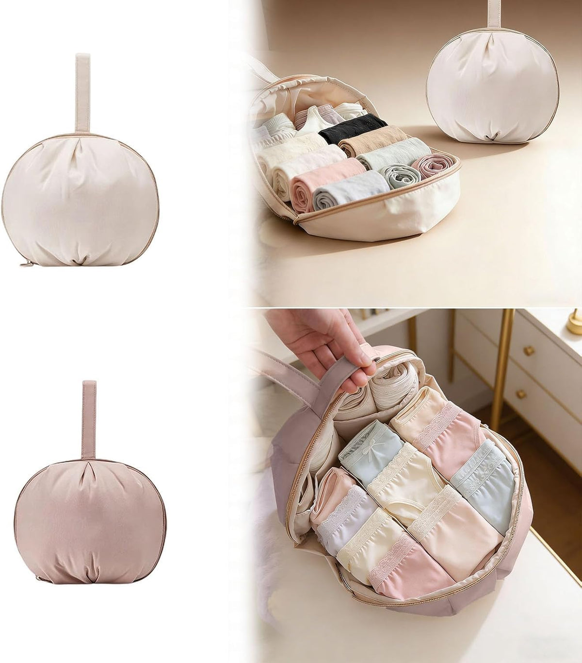 4-in-1 Travel Underwear Packing Cube, Portable Bra and Underwear Organizer Travel Bag, Double Layer Bra Travel Bag for Women for Women Clothes Bras and Accessories (Pink#a)