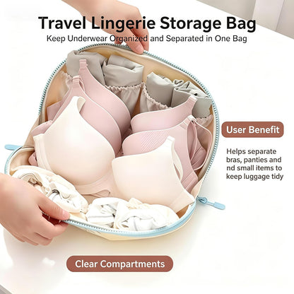 Portable Travel Lingerie Storage Bag, Foldable Underwear Bra Organizer Pouch Space Saving for Suitcase Gym Weekend Trip Small Clothes Sorting