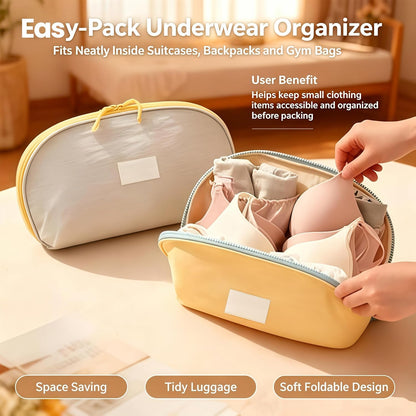 Portable Travel Lingerie Storage Bag, Foldable Underwear Bra Organizer Pouch Space Saving for Suitcase Gym Weekend Trip Small Clothes Sorting
