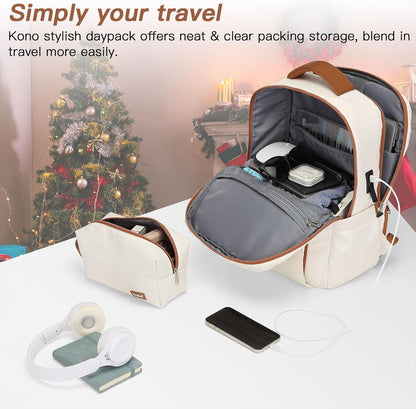 Carry On Luggage 22x14x9 Airline Approved Lightweight Small Travel Suitcase with Spinner Wheels Hard Shell TSA Carry-On Cream White