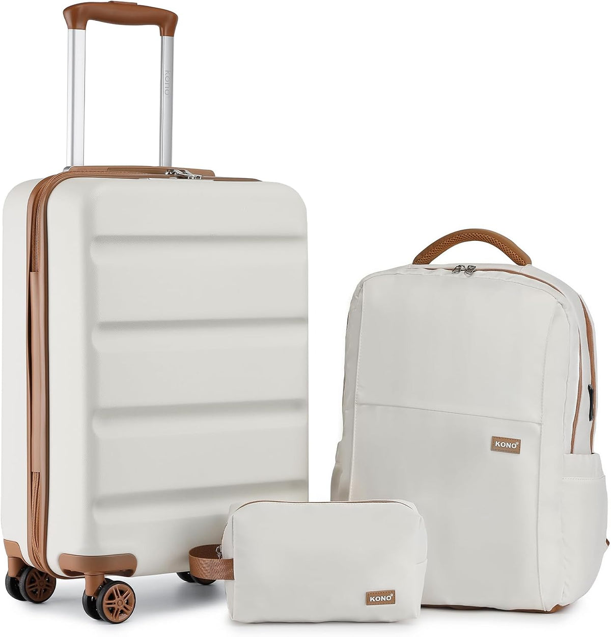 Carry On Luggage 22x14x9 Airline Approved Lightweight Small Travel Suitcase with Spinner Wheels Hard Shell TSA Carry-On Cream White