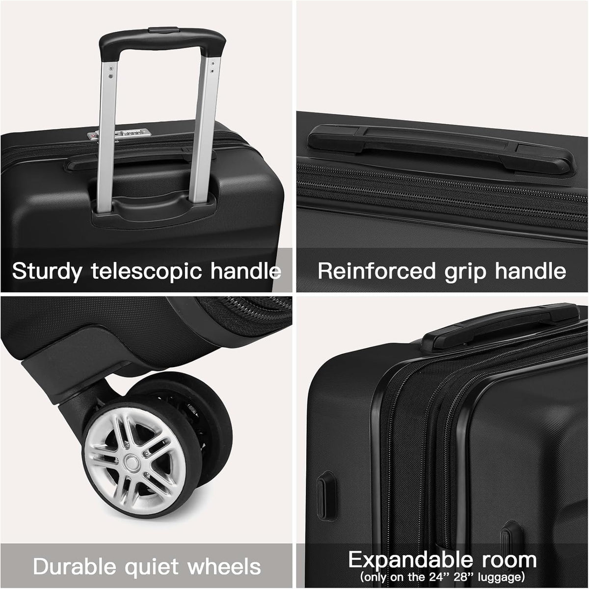 Carry On Luggage 22x14x9 Airline Approved Lightweight Small Travel Suitcase with Spinner Wheels Hard Shell TSA Carry-On Cream White