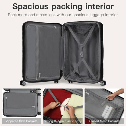 Carry On Luggage 22x14x9 Airline Approved Lightweight Small Travel Suitcase with Spinner Wheels Hard Shell TSA Carry-On Cream White