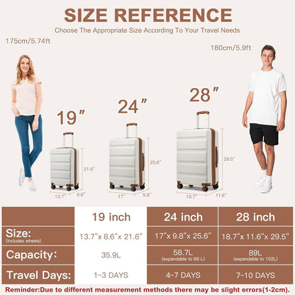 Carry On Luggage 22x14x9 Airline Approved Lightweight Small Travel Suitcase with Spinner Wheels Hard Shell TSA Carry-On Cream White
