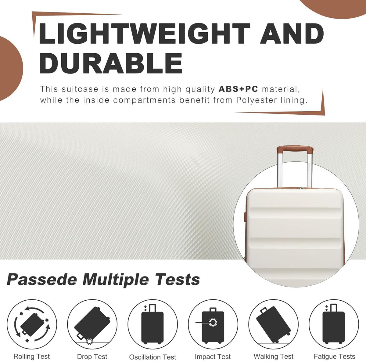 Carry On Luggage 22x14x9 Airline Approved Lightweight Small Travel Suitcase with Spinner Wheels Hard Shell TSA Carry-On Cream White