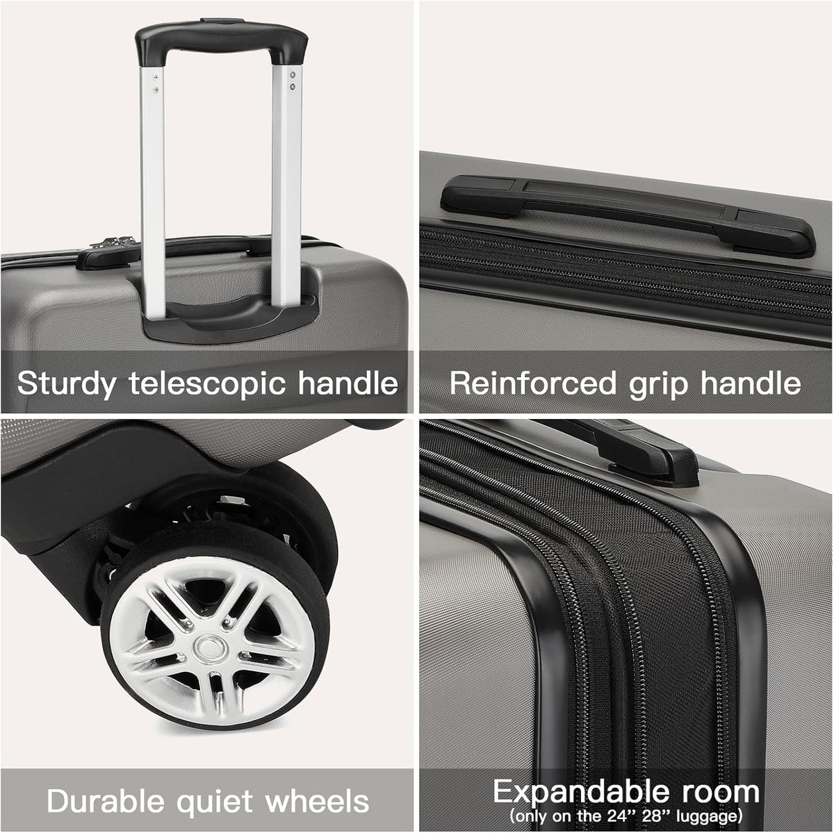 Carry On Luggage 22x14x9 Airline Approved Lightweight Small Travel Suitcase with Spinner Wheels Hard Shell TSA Carry-On Cream White