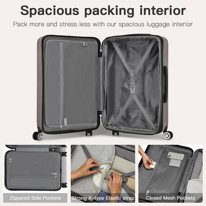Carry On Luggage 22x14x9 Airline Approved Lightweight Small Travel Suitcase with Spinner Wheels Hard Shell TSA Carry-On Cream White