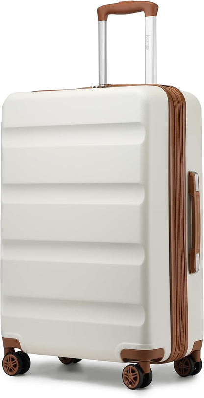 Carry On Luggage 22x14x9 Airline Approved Lightweight Small Travel Suitcase with Spinner Wheels Hard Shell TSA Carry-On Cream White