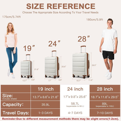 Carry On Luggage 22x14x9 Airline Approved Lightweight Small Travel Suitcase with Spinner Wheels Hard Shell TSA Carry-On Cream White
