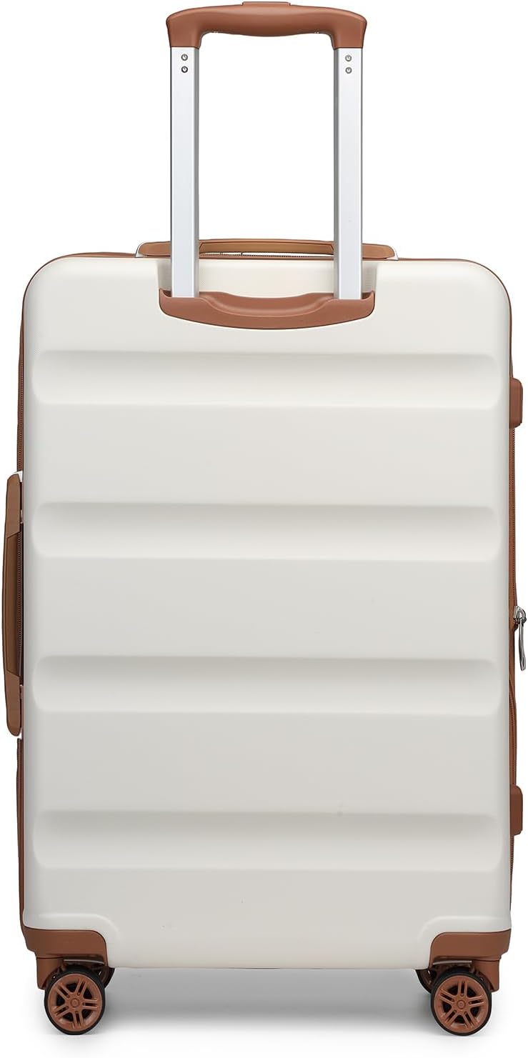 Carry On Luggage 22x14x9 Airline Approved Lightweight Small Travel Suitcase with Spinner Wheels Hard Shell TSA Carry-On Cream White
