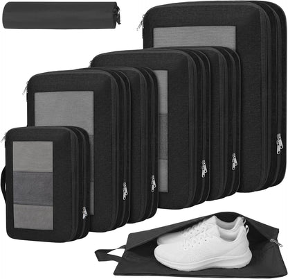Compression Packing Cubes for Travel, Lightweight Vacation Travel Essentials, Travel Accessories for Suitcase Organizer Bags Set, Durable Luggage Organizer