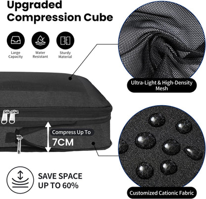 Compression Packing Cubes for Travel, Lightweight Vacation Travel Essentials, Travel Accessories for Suitcase Organizer Bags Set, Durable Luggage Organizer