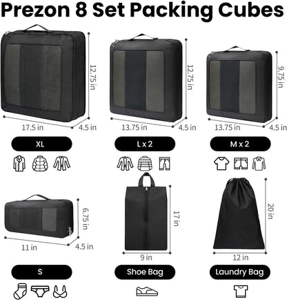 Compression Packing Cubes for Travel, Lightweight Vacation Travel Essentials, Travel Accessories for Suitcase Organizer Bags Set, Durable Luggage Organizer