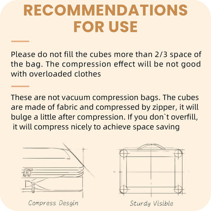 Compression Packing Cubes for Travel, Lightweight Vacation Travel Essentials, Travel Accessories for Suitcase Organizer Bags Set, Durable Luggage Organizer