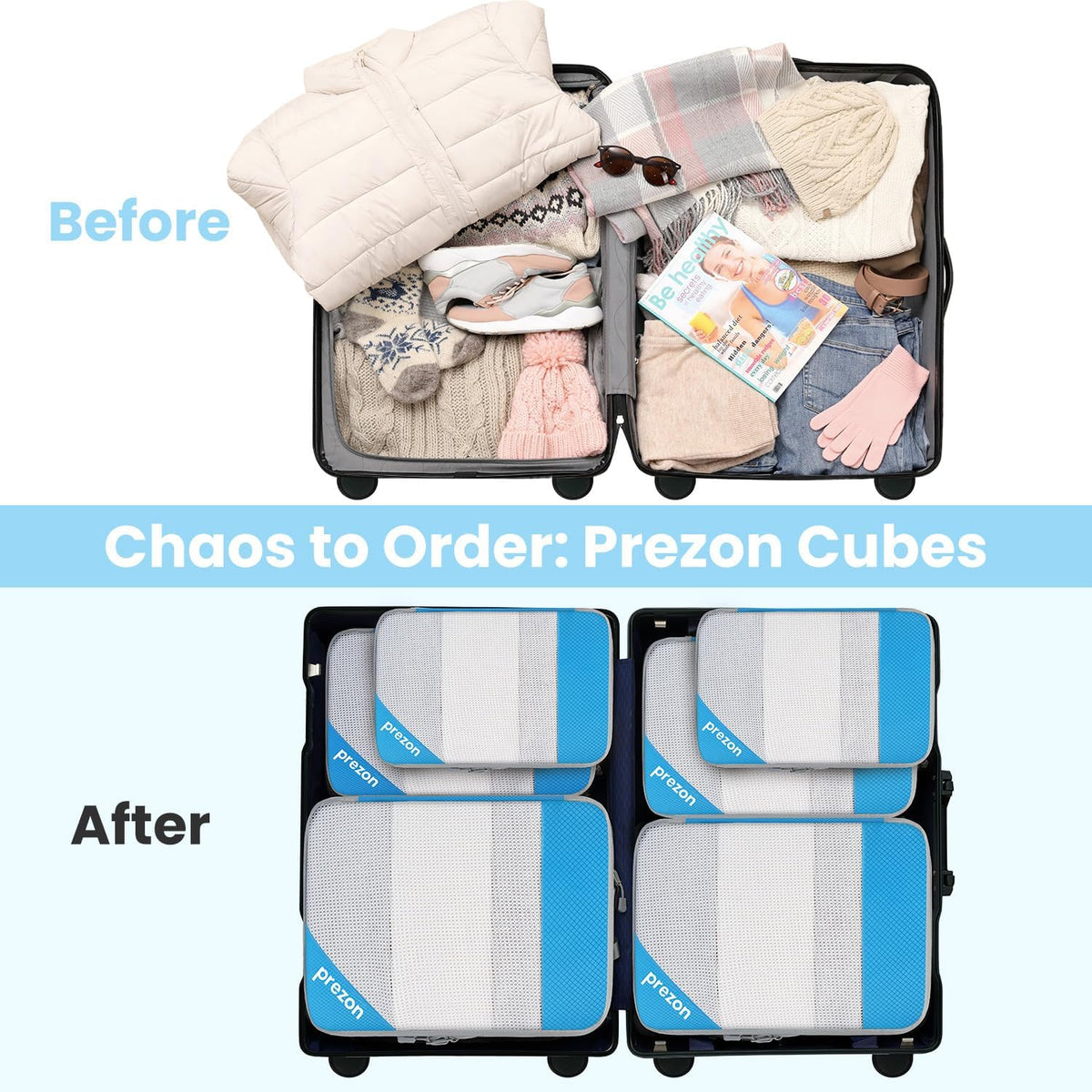 Compression Packing Cubes for Travel, Lightweight Vacation Travel Essentials, Travel Accessories for Suitcase Organizer Bags Set, Durable Luggage Organizer