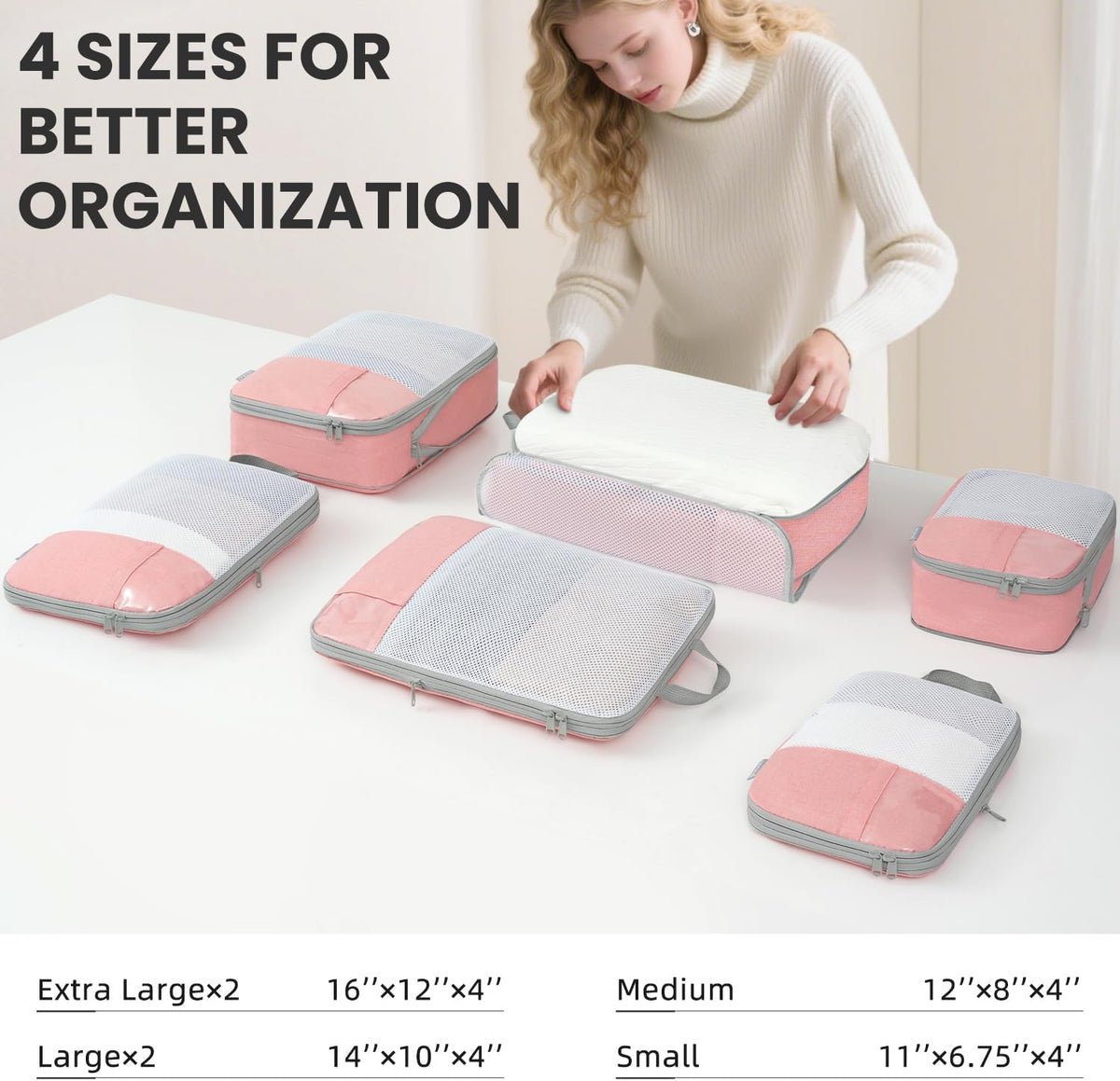Compression Packing Cubes for Travel, Lightweight Vacation Travel Essentials, Travel Accessories for Suitcase Organizer Bags Set, Durable Luggage Organizer