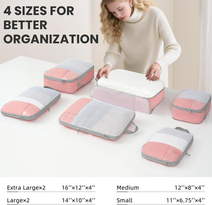 Compression Packing Cubes for Travel, Lightweight Vacation Travel Essentials, Travel Accessories for Suitcase Organizer Bags Set, Durable Luggage Organizer