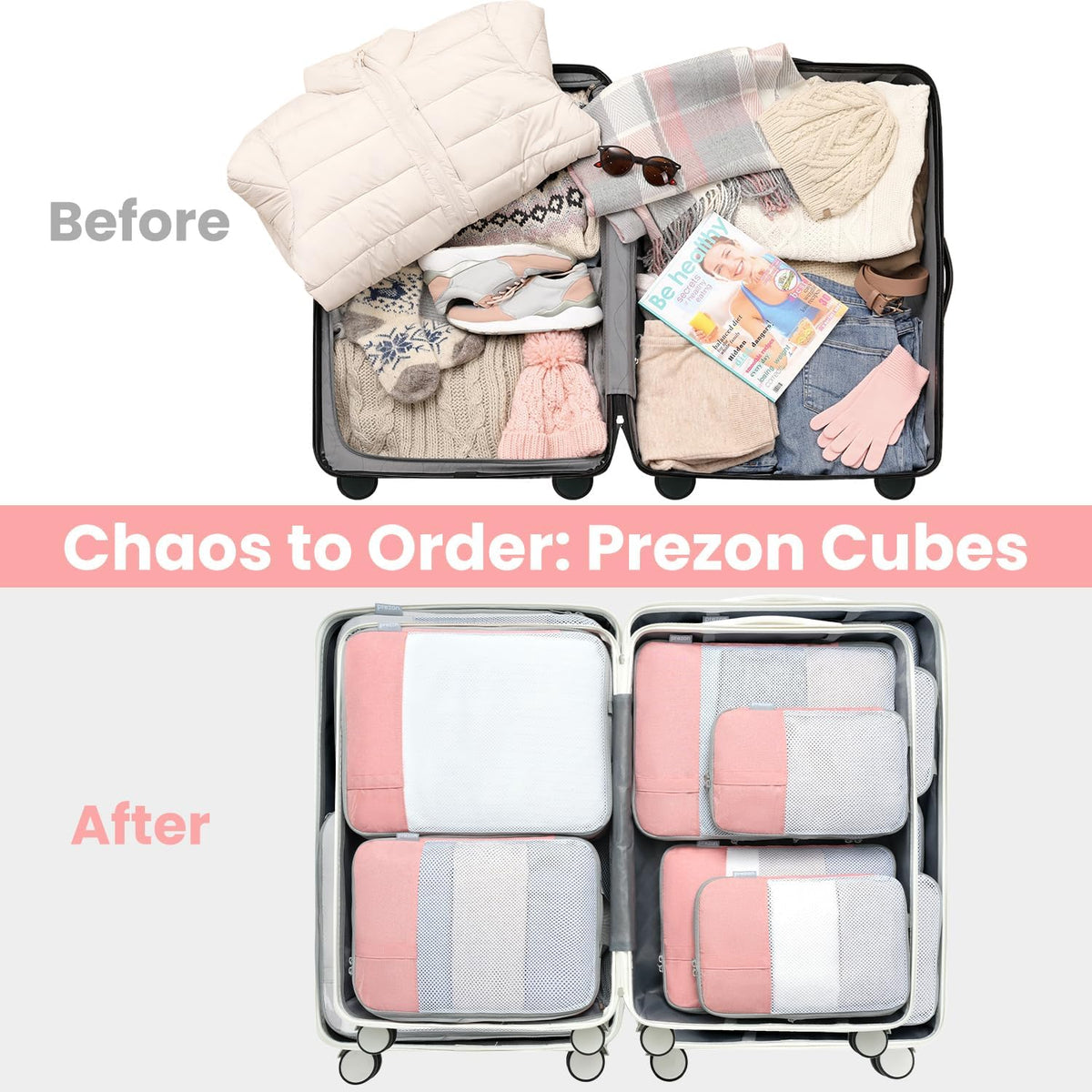 Compression Packing Cubes for Travel, Lightweight Vacation Travel Essentials, Travel Accessories for Suitcase Organizer Bags Set, Durable Luggage Organizer