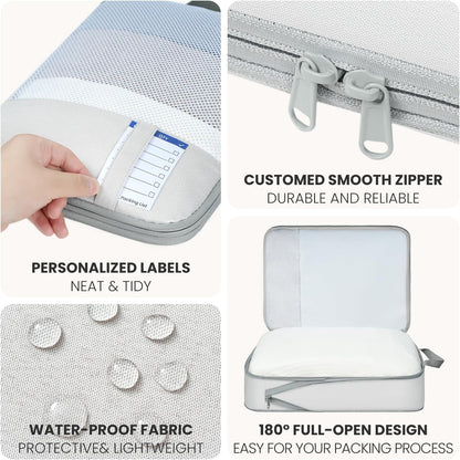 Compression Packing Cubes for Travel, Lightweight Vacation Travel Essentials, Travel Accessories for Suitcase Organizer Bags Set, Durable Luggage Organizer