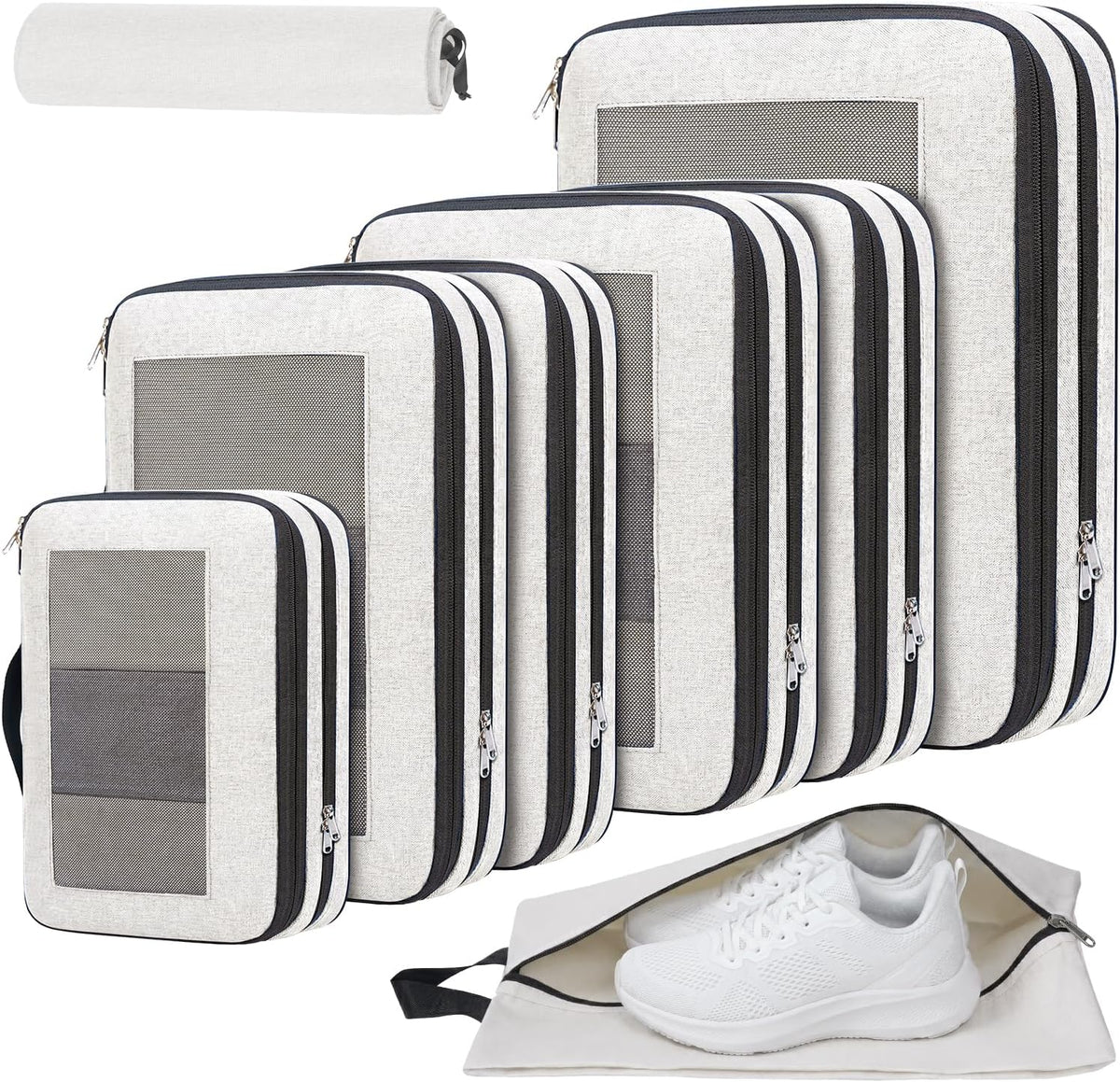 Compression Packing Cubes for Travel, Lightweight Vacation Travel Essentials, Travel Accessories for Suitcase Organizer Bags Set, Durable Luggage Organizer