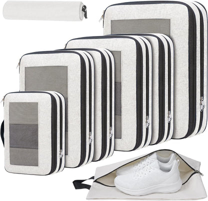 Compression Packing Cubes for Travel, Lightweight Vacation Travel Essentials, Travel Accessories for Suitcase Organizer Bags Set, Durable Luggage Organizer