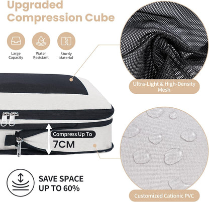 Compression Packing Cubes for Travel, Lightweight Vacation Travel Essentials, Travel Accessories for Suitcase Organizer Bags Set, Durable Luggage Organizer