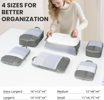 Compression Packing Cubes for Travel, Lightweight Vacation Travel Essentials, Travel Accessories for Suitcase Organizer Bags Set, Durable Luggage Organizer