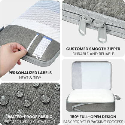 Compression Packing Cubes for Travel, Lightweight Vacation Travel Essentials, Travel Accessories for Suitcase Organizer Bags Set, Durable Luggage Organizer