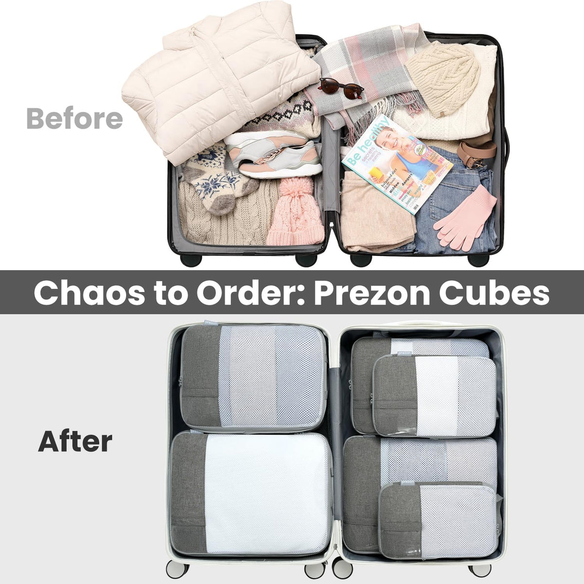 Compression Packing Cubes for Travel, Lightweight Vacation Travel Essentials, Travel Accessories for Suitcase Organizer Bags Set, Durable Luggage Organizer