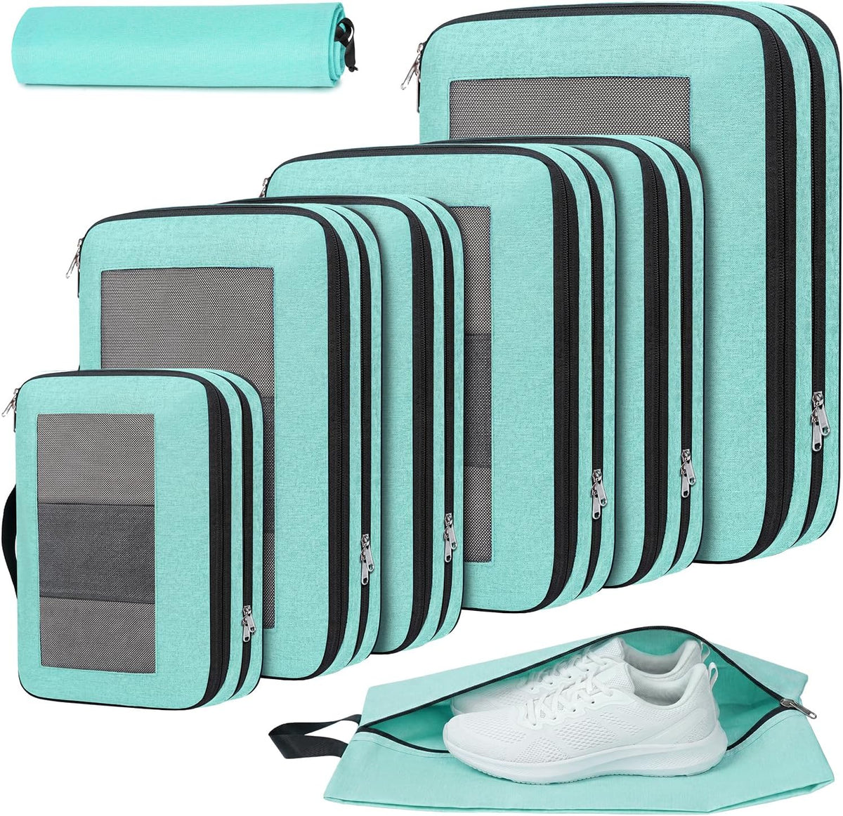 Compression Packing Cubes for Travel, Lightweight Vacation Travel Essentials, Travel Accessories for Suitcase Organizer Bags Set, Durable Luggage Organizer