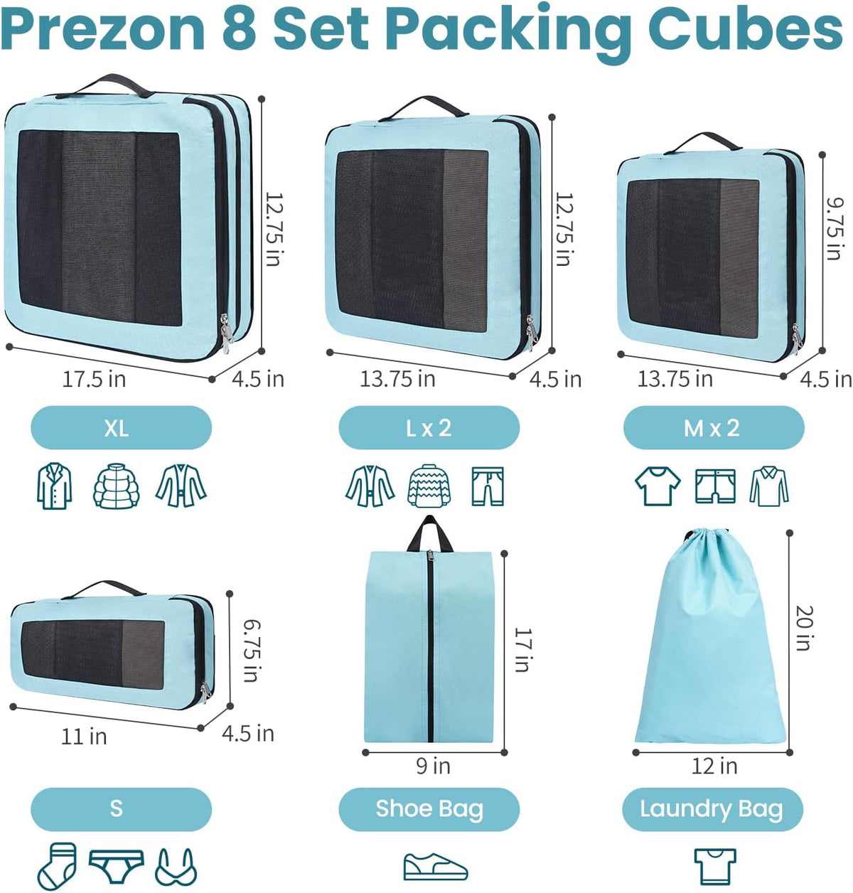 Compression Packing Cubes for Travel, Lightweight Vacation Travel Essentials, Travel Accessories for Suitcase Organizer Bags Set, Durable Luggage Organizer